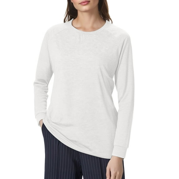 Summer Tops for Women Layering Tees for Women Long Sleeve Weightlifting Long Sleeve Shirts Running T Shirt Undershirts Workout Shirt Womens Plain Solid Shirts Woman Summer Tops Womens White L