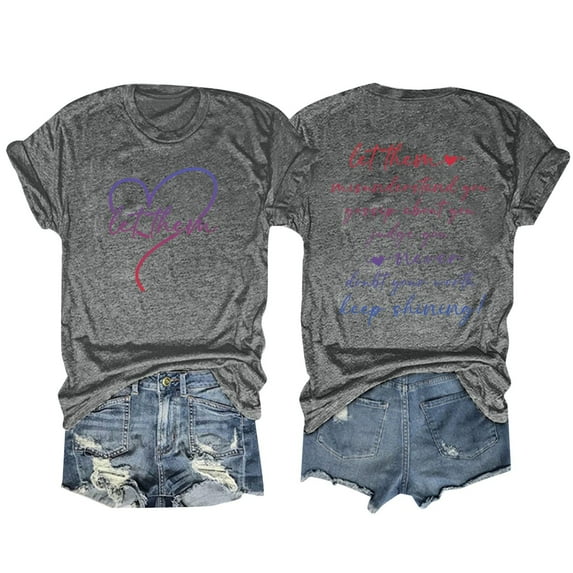 Summer Tops for Women Let Them Shirt Misunderstand You You T Shirt Funny Saying Graphic Tees Printed Motivational Tops For Women Thin Long Sleeve Undershirts V Neck plus Size Lady Top Grey L