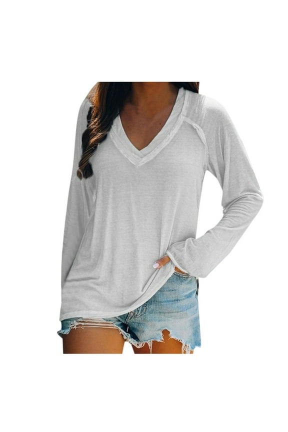 Summer Tops for Women Light Long Sleeve Women Long Sleeve T Shirt Tee Ladies Shirt Ladies T Shirts Spandex Athletic Top Pack Elbow Tops for Beaded White 2XL