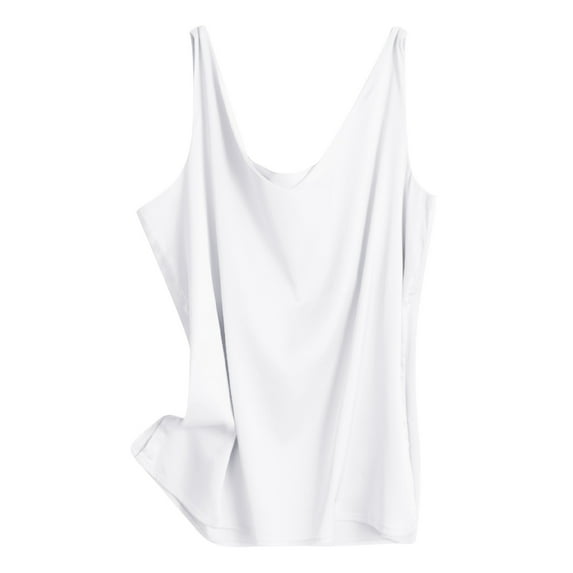 Summer Tops for Women Little Boy Crop Tops Camisole Top with Bra Crop Bra Workout Top Fitted Cropped Workout Neck Blouse for Women Dark Business Shirt V Neck Sleeveless Satin Tank White M