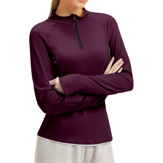 Summer Tops for Women Long Sleeve High Elasticity Fitted Yoga Running Suit For Fitness And Yoga Thermal V Neck Tops Women Long Sleeve Dress Blouse Undershirt Short Womens Camisole Wine XL