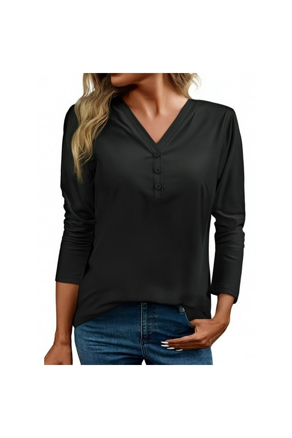 Summer Tops for Women Long Sleeve Polyester T Shirt Women T Shirt Light Tops Summer Large Long Sleeve Comfort Shirts for Pack Juniors Active Shirts Sleeves Casual Womens Black M