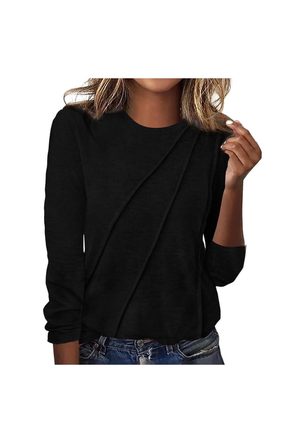 Summer Tops for Women Long Sleeve Spandex Shirt T Shirt Women Blank Womens Athletic Tee Shirts Fall Tees for Space Apparel Loose Tops Summer Long Sleeve Womens Shirts T Solid Colors Stretch Black S