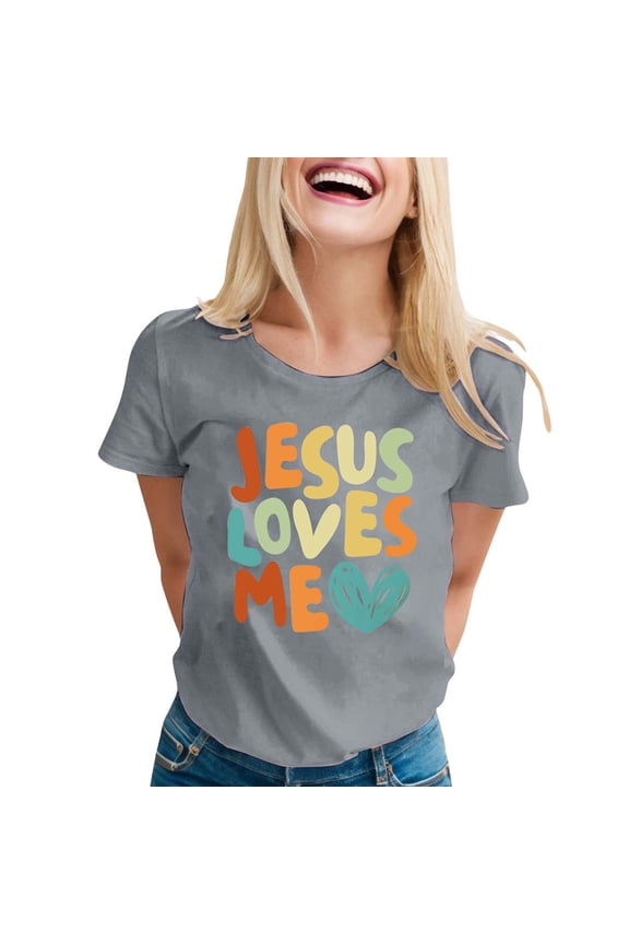 Summer Tops for Women Long Sleeve for Women Tops Top T Shirts Large New Day Shirt Short Shirt Tee Shirts Girls Athletic Summer Womens Athletic Tee Top New Short Sleeve Woman Grey 2XL