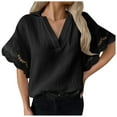 thumbnail image 1 of Summer Tops For Women Loose Bat Sleeve Tee Shirt Short Sleeve Blouse Casual Linen Shirts V Neck Tunic Tops Womens Long Sleeve Athletic Shirt Womens Turtleneck Shirts Long Sleeve Women Casual Tee, 1 of 6