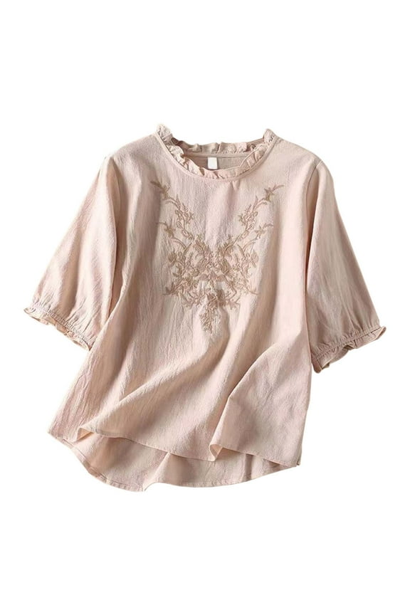 Summer Tops for Women Loose Fit Tops Casual Short Sleeve Teen T Shirt Summer Shirt for Women Soft Tech Pack Layering Tee Miss Long Sleeve Shirts Athletic Khaki 3XL