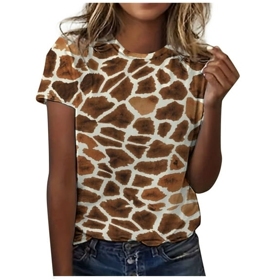 Summer Tops for Women Loose Womens Tops Women Short Sleeve T Shirt Football Shirt plus Long Sleeve Stripe Fashion Womens T Long Shirts for Layering Running Shirts Brown 2XL