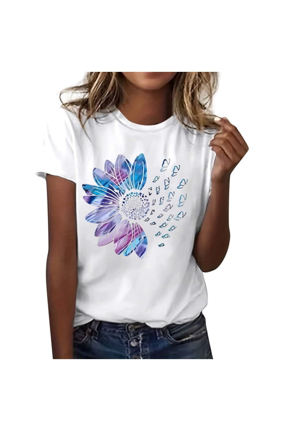 Summer Tops for Women Loose Work Tops Women T Shirts Casual Space Short Athletic for Loose Fit Womens Summer T Shirt Casual Work Shirts Thin Shirt Fit Mom White XL