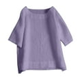 thumbnail image 1 of Summer Tops for Women Oversized Tee Shirt for Women Fashion Casual Summer Womens Stretch T Shirt Plain Long Sleeve T Shirts Opaque Shirts Apparel Short Blank Purple L, 1 of 9