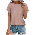 thumbnail image 1 of Summer Tops for Women Phrasing Shirt Tops for Women Casual Summer Womens Long Sleeve Tees Long Sleeve Tees Pack Pack of T Shirts Tee Fashion Short Tee Shirts Womens Casual plus Size Light Pink XL, 1 of 7