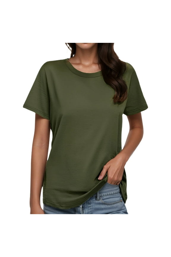 Summer Tops for Women Running Shirts Womens T Shirts Athletic Tops for Women Loose Fit Long Sleeve T Technical Pants Long Sleeve Short Tee Pack Army Green M