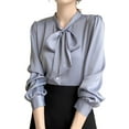 thumbnail image 1 of Summer Tops, Women'S Tops, Elegant Women's Blouse Satin Silk Button Down Long Sleeve Casual Work Shirt for and Everyday Wear, 1 of 7