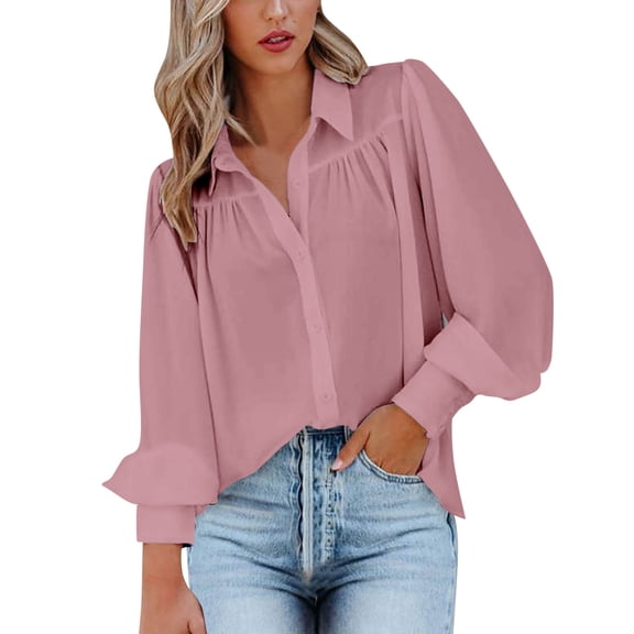 Summer Tops, Women'S Tops, Stylish Women's V Neck Button Down Long Sleeve Shirt for Everyday Casual Wear and Use