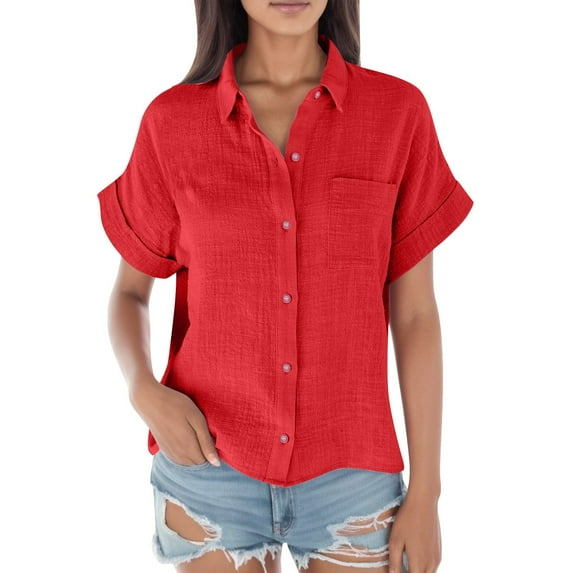 Summer Tops, Women'S Tops, Trendy Loose Fit Women's Blouse Casual Button Up Shirt Tops for Everyday Wear Stylish Long Sleeve Ladies Shirts
