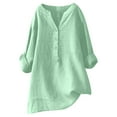 thumbnail image 1 of Summer Tops for Women, Shirts for Women, Versatile Women’s Linen Shirt Long Sleeve Button Up with Mandarin Collar Stylish Solid Design for Casual and Formal Wear, 1 of 3
