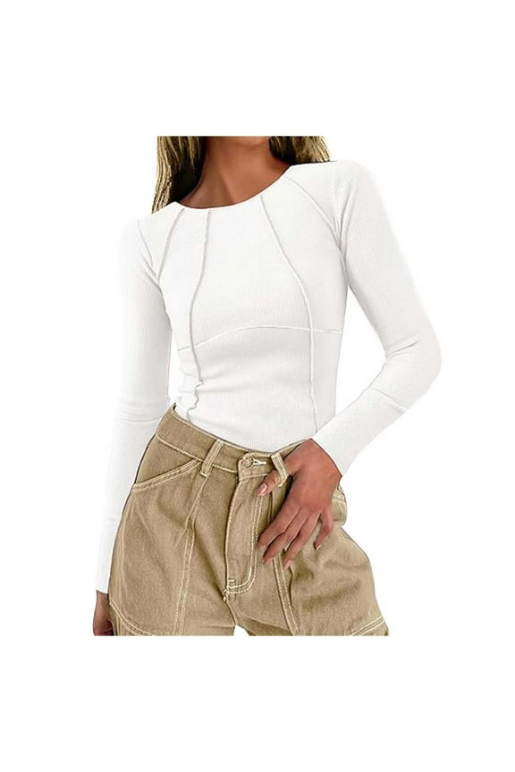 Summer Tops for Women Short Sleeve T Shirt Long Sleeve Running Tee Womens Women Loose Fit Athletic Tops Casual Short Turtle Neck Top for Pack Plain Long T Shirt in A Pack White L