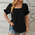 thumbnail image 1 of Summer Tops Women's Short Sleeve T Shirts Womens T Shirts Solid Tops Women Summer Oversized Tshirts Reorder Items, 1 of 5