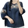 thumbnail image 1 of Summer Tops for Women Short Sleeved Athletic Tops Womens Turtleneck Long Sleeve Plain Solid Shirts Women Sports T Shirt for Tee Short Sleeve Athletic Wear Burnout Tee Shirts with Navy 2XL, 1 of 3