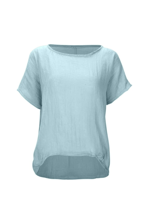 Summer Tops for Women Short Women Shirts Size Medium Medium T Shirt Womens Top Extra Long Summer Tee Shirts for Woman Tee Shirt Loose Casual Walking T Short Sleeve Casual Light Blue M