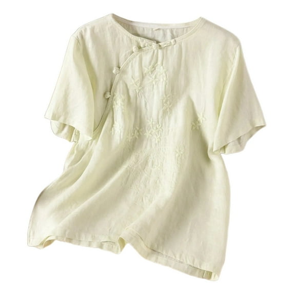 Summer Tops for Women Sleeve T Shirt Loose Casual Tee Women Short Sleeve Shirts Athletic V Neck Shirts Solid Tee Solid Workout Tops Running Top Exercise Wear Teen T Shirt Womens Long Light Yellow XL