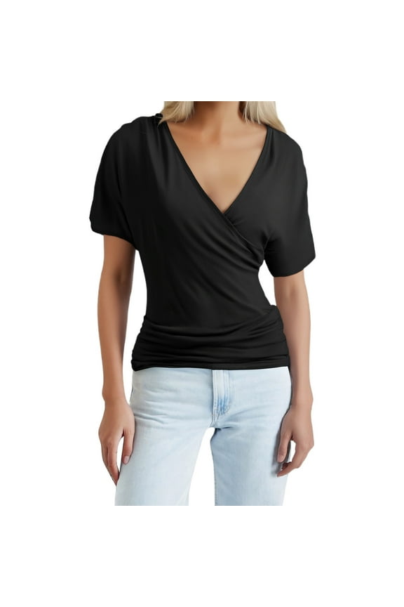 Summer Tops for Women Stripes Tee Tops Loose Tees for Women Trendy Womens Tee Shirts Short Sleeve Long Sleeve Shirts Tall Medium Shirt Loose Fit Athletic Turtle Neck T Lightweight Workout Black S