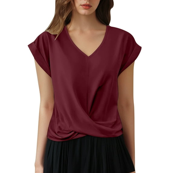 Summer Tops for Women T Shirts For Everyday Comfort And Style Versatile Casual Tops Any Occasion Casual Wear Women Summer Top V Neck Small Fit Long Sleeve Dress Blouse Shirts And Red XL