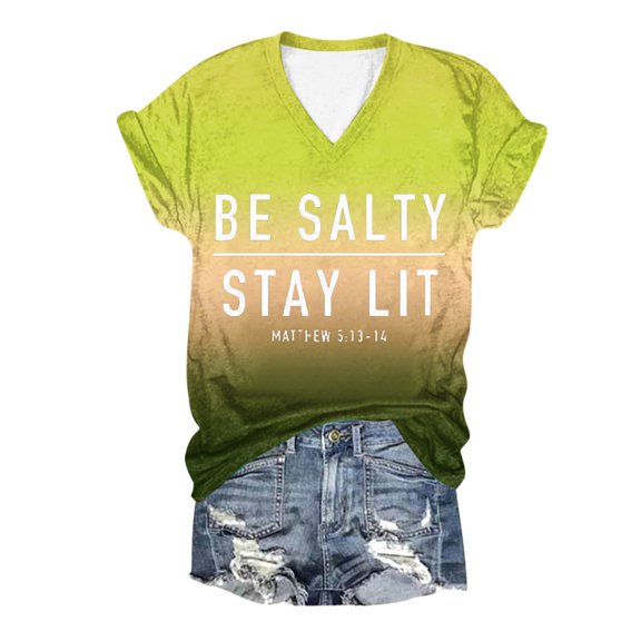 Vetement Femme ete 2025 Womens Casual Fashion Printed V Neck Short Sleeve Pullover T Shirt Short Sleeve T Shirt Shirts for Summer Women Thick Long Womens Tee Shirts Loose Fit Casual V Neck Women XL