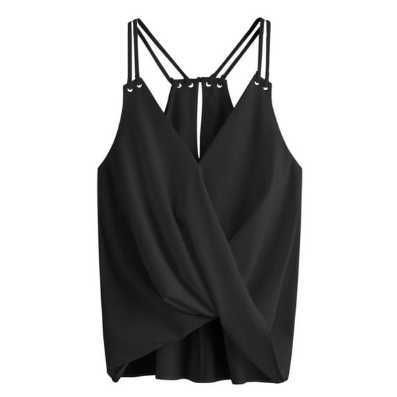 Summer Tops for Women T Strap Camisole Top Cleavage Camisole with Bra plus Size Girl Crop Tops Women Exercise Cut for Compression Cute Compression Garment Top Black L