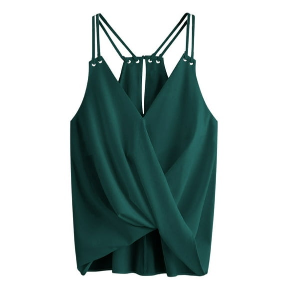 Summer Tops for Women T Strap Camisole Top Cleavage Camisole with Bra plus Size Girl Crop Tops Women Exercise Cut for Compression Cute Compression Garment Top Green M