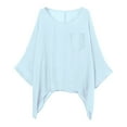 thumbnail image 1 of Summer Tops for Women Tee Fashion Solid Tee Shirts for Women Long Sleeves T Shirt Summer Violet Shirt Womens Top Extra Long Short Sleeve T Solid Color Tops Short Sleeve Oversized Light Blue 2XL, 1 of 8