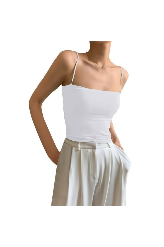 Summer Tops for Women Top Junior Girl 12 Clip Camisoles Women Camisole Shirts Crop Top Fitted Design Your Own Tops for College Clothes Compression Workout White One Size