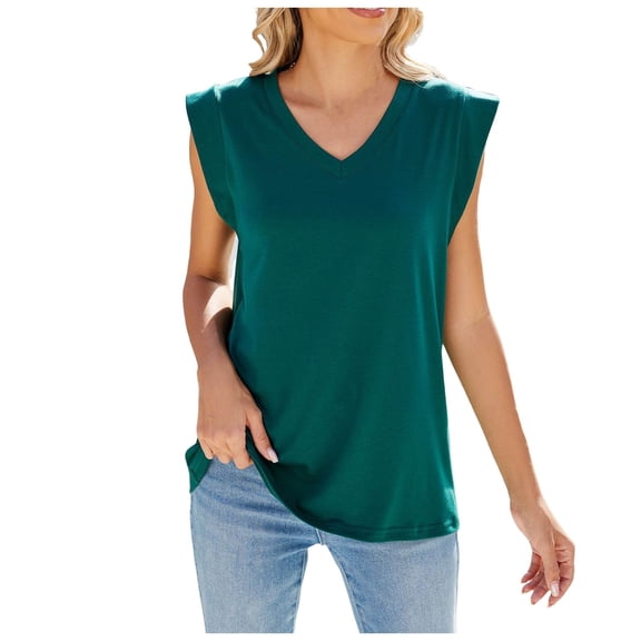 Summer Tops for Women Top Ladies Cropped Workout Tops Work Top Women Casual Set Casual for Work Girl Compression Camisole plus Size Projects Girl 6 Womens Summer New Solid Color V Neck Cap