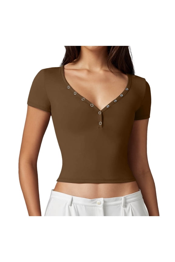 Summer Tops for Women Turtle Neck Top for Women Tech Sleeve Workout Tee Shirts Summer T Shirts Petite Turtleneck Womens Workout Tops Short Sleeve S T Casual Athletic Brown M