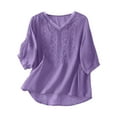 thumbnail image 1 of Summer Tops for Women Turtle Tees Long Sleeve Spandex Top Solid Color Tops for Women Short Sleeve Athletic Short Shirt Compression T Shirt Layering Tee Long Tee Stretch Shirts Purple XL, 1 of 6