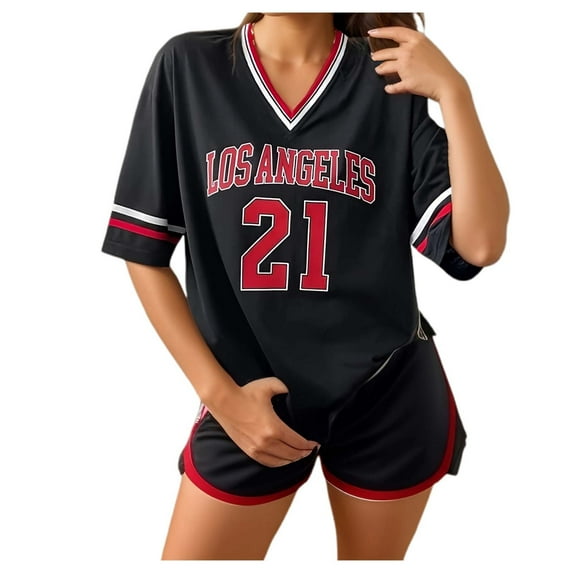 Summer Tops for Women V Neck Letter Print Loose Fit Short Sleeve T Shirt Athletic Top Girl S Women Pullover Long Sleeve Shirt Loose Dress Long Stretchy Chiffon Summer Blouses Tunic Black M