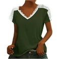 thumbnail image 1 of Summer Tops for Women Viikei Elegant Womens Lace Splicing Tops Trendy Bow V-Neck Shirt for Ladies Stylish Plus Size Loose Lightweight Blouses Stylish Solid T-Shirt for Spring Summer T-shirt Top, 1 of 6