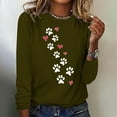 thumbnail image 1 of Summer Tops for Women Viikei Womens Hoodies Sweater,Fall Tops for Women,Fashionable Women's Printed Round Neck Pullover Long Sleeved Casual Top Army Green L, 1 of 4