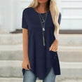 thumbnail image 1 of Summer Tops for Women Viikei Womens Short Sleeve Tops Casual Loose Fit Lightweight Basic Tee forWomen Trendy O-Neck Solid Color Irregular Blouses forSpring Summer Women Large Size Button Tops, 1 of 1
