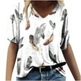 thumbnail image 1 of Summer Tops for Women Viikei Womens Short Sleeve Tops Plus Size Loose Fit Comfy Basic Tee Stylish V-Neck Modern Printing Graphic Tee for Womens Clothes for Spring Summer Women's Fashion T-shirt, 1 of 4