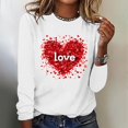 thumbnail image 1 of Summer Tops for Women Viikei Womens Tops Clearance under $5,Fall Womens Tops Long Sleeve,Women's Valentine's Day Fashion Print Loose Comfortable Crew-neck Long Sleeve Tops White S, 1 of 4