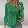 thumbnail image 1 of Summer Tops for Women Viikei Womens Tops Long Sleeve Sweatshirts,Blouses for Women 2025 Plus Size Tops Clearance,Fashion Women's V-Neck Long Sleeve Casual T-shirt Top Solid Blouse Green XXXL, 1 of 6