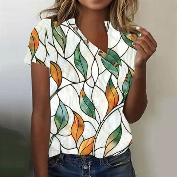 Summer Tops for Women Viikei Womens Tops Short Sleeve Summer,Plus Size T Shirts for Women,Fashion Women Summer Solid V-Neck T-Shirt Short Sleeve Casual Blouse White M