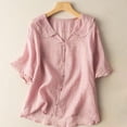 thumbnail image 1 of Summer Tops Women Women Top Fashion Women's Summer Short Sleeve Turndown Collar Solid Regular Tank Tops Pink XL, 1 of 6