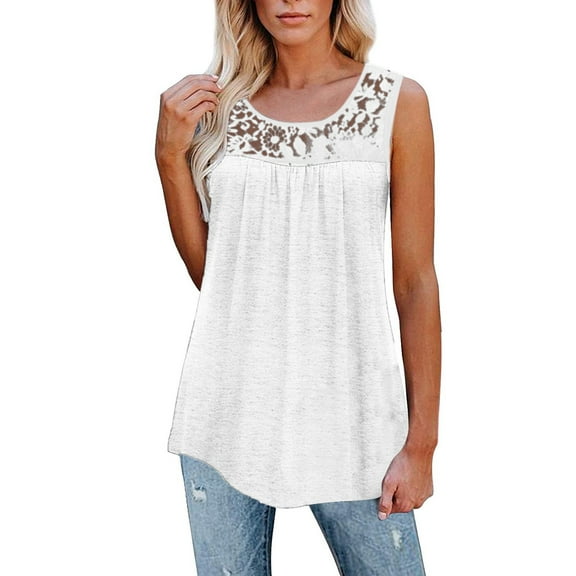 Summer Tops for Women Womens Sleeveless Lace Tank Tops Ruffle Loose Tunic Blouse Shirt Blouse Pajama Shirt Women Top Top Loose 6x Dressy Cardigan Womens Athletic Knit Pack 4x