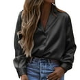 thumbnail image 1 of Summer Tops for Women, Womens Tops, Stylish Women's Button Down Satin Shirts Long Sleeve Roll Up Boyfriend Style Casual Work Blouses for Everyday Wear, 1 of 6