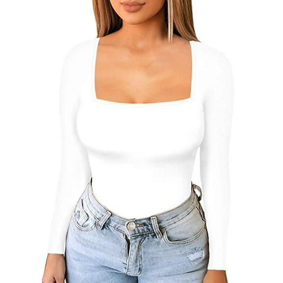 Summer Tops for Women Work Out Shirts Women Medium Pack Tee for Plain Short Sleeve Shirts Pack of Long Sleeve T Shirt Plain Shirt Compression T Short Layering Long White 2XL