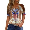 thumbnail image 1 of Summer Tops for Womens 2025 American Flag T-Shirt Fashion Star Stripes Graphic Tees 4th of July Short Sleeve Henley Shirts Button Down Casual USA Flag Tunic Tops Patriotic Blouses Outfits, 1 of 5