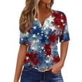 thumbnail image 1 of Summer Tops for Womens 2025 American Flag T-Shirt Fashion Star Stripes Graphic Tees 4th of July Short Sleeve Henley Shirts Button Down Casual USA Flag Tunic Tops Patriotic Blouses Outfits, 1 of 5