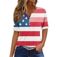 thumbnail image 1 of Summer Tops for Womens 2025 American Flag T-Shirt Fashion Star Stripes Graphic Tees 4th of July Short Sleeve Henley Shirts Button Down Casual USA Flag Tunic Tops Patriotic Blouses Outfits, 1 of 5