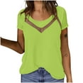 thumbnail image 1 of Summer Tops for Womens Lace Splicing Scooped Neck T-Shirts Short Sleeve Tops Plain Basic Tunic Blouses Relaxed Fit Tops Dressy Shirts Lounge Breathable Tunic Blouses Beach Vacation Clothes, 1 of 7